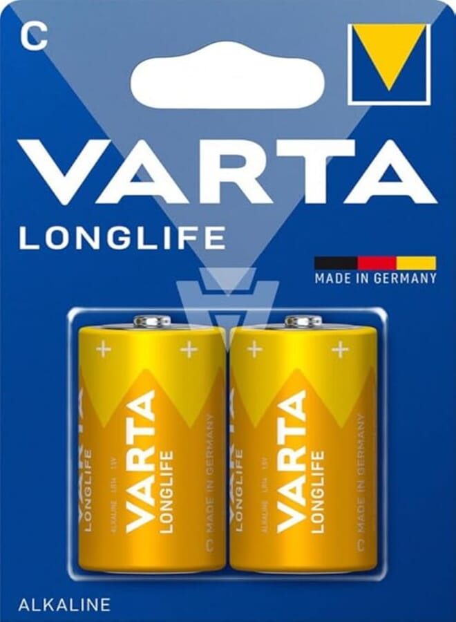 Varta Long Life C Alkaline Batteries - 2 Pieces